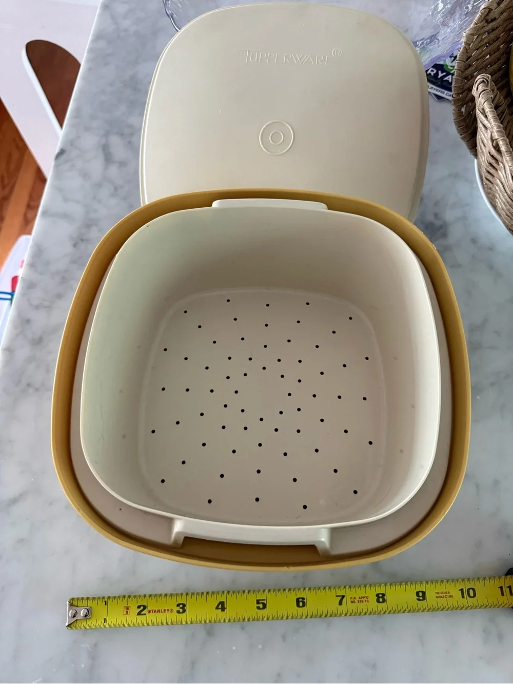 Vintage Tupperware Multi-Server 888 Vegetable Steamer Harvest Yellow 3pc Set